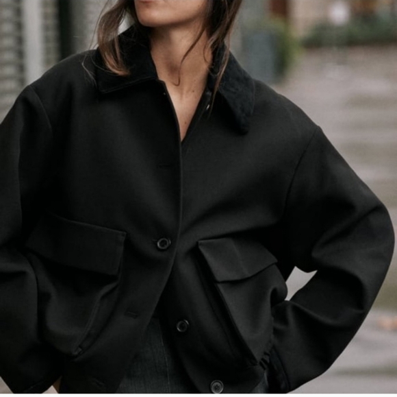 ZARA Black Bomber Jacket - Picture 4 of 15